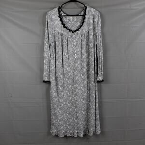 Eileen West Medium Maxi Paisley Floral Long Sleeve White Nightgown Cottagecore